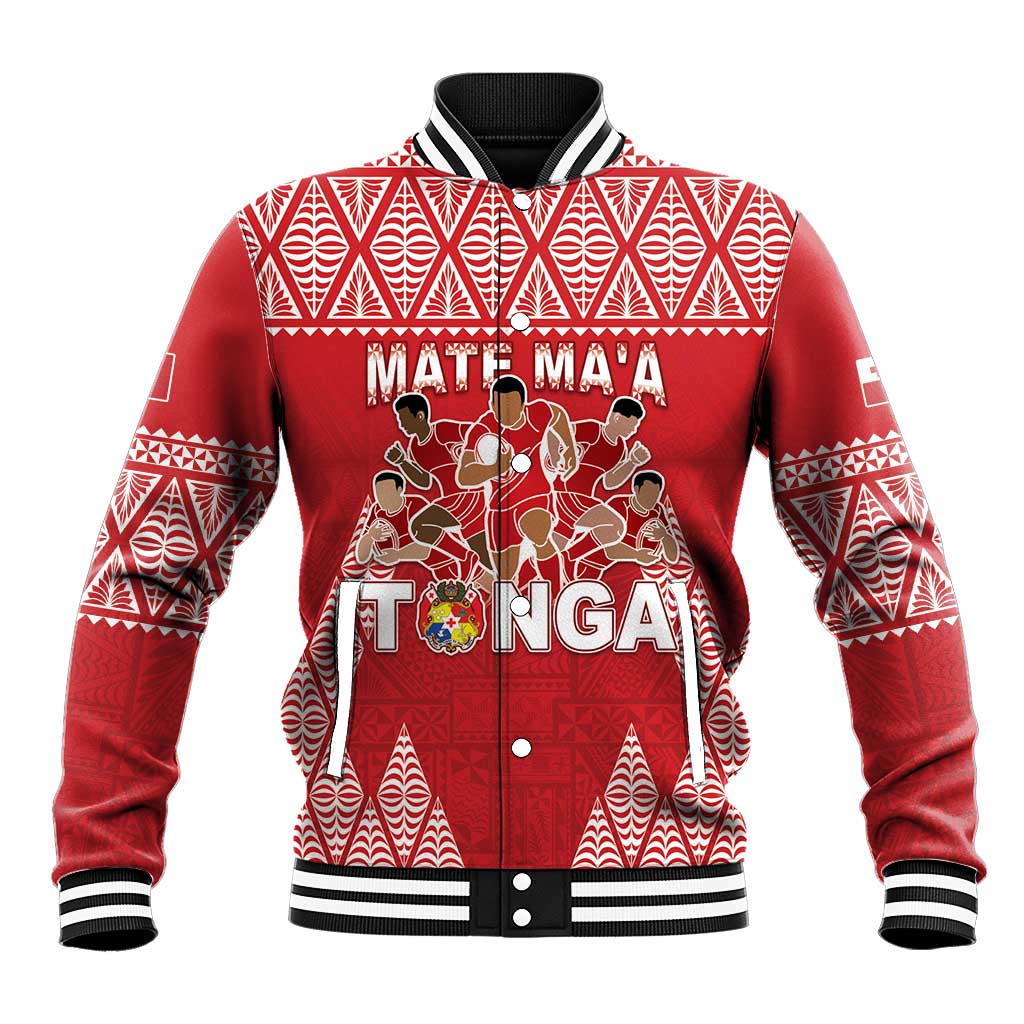 Custom Tonga Rugby Baseball Jacket Tonga Mate Ma'a Take The Lead LT05 Unisex Red - Polynesian Pride