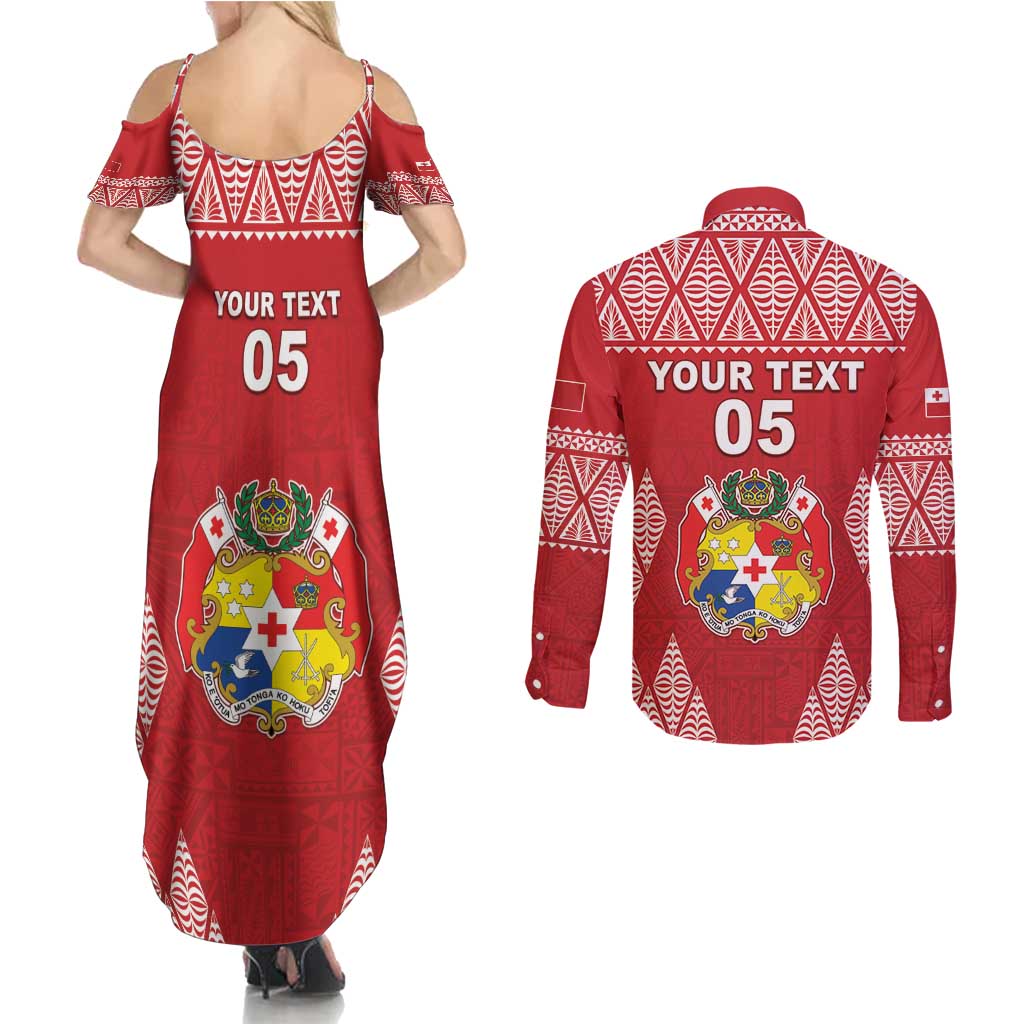 Custom Tonga Rugby Couples Matching Summer Maxi Dress and Long Sleeve Button Shirt Tonga Mate Ma'a Take The Lead LT05 - Polynesian Pride