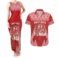 Custom Tonga Rugby Couples Matching Tank Maxi Dress and Hawaiian Shirt Tonga Mate Ma'a Take The Lead LT05 Red - Polynesian Pride