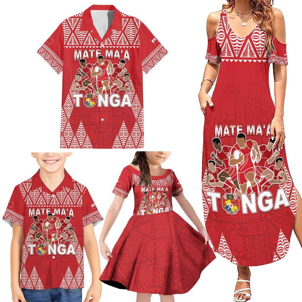 Custom Tonga Rugby Family Matching Summer Maxi Dress and Hawaiian Shirt Tonga Mate Ma'a Take The Lead