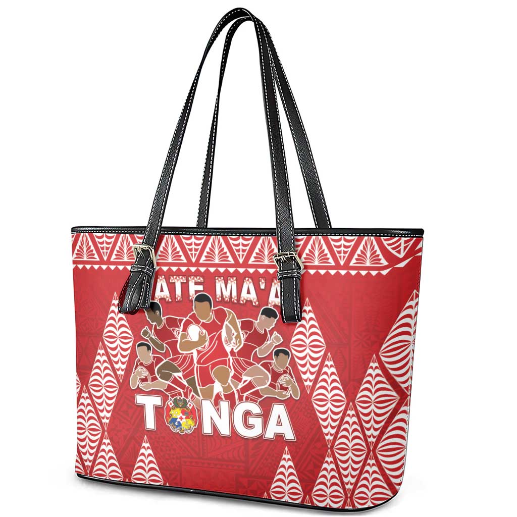 Tonga Rugby Leather Tote Bag Tonga Mate Ma'a Take The Lead LT05 - Polynesian Pride