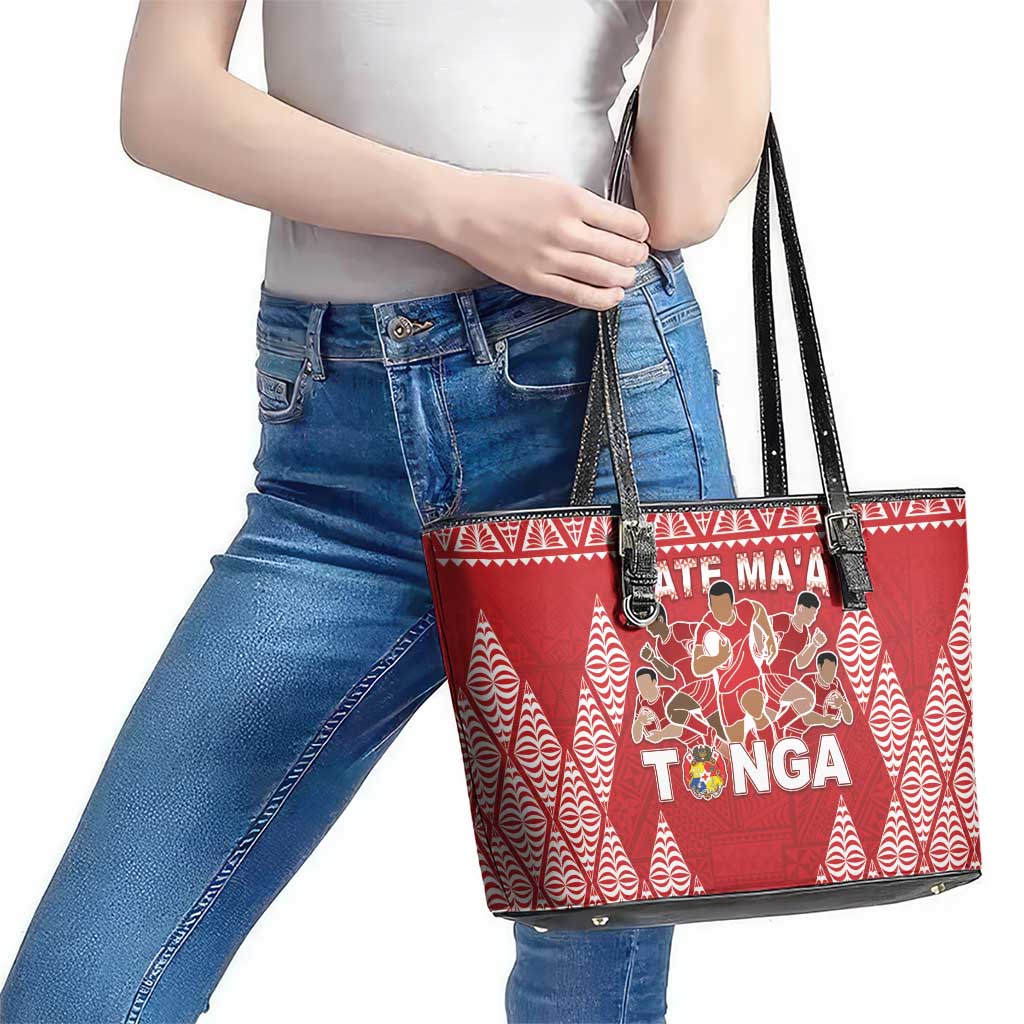 Tonga Rugby Leather Tote Bag Tonga Mate Ma'a Take The Lead LT05 - Polynesian Pride