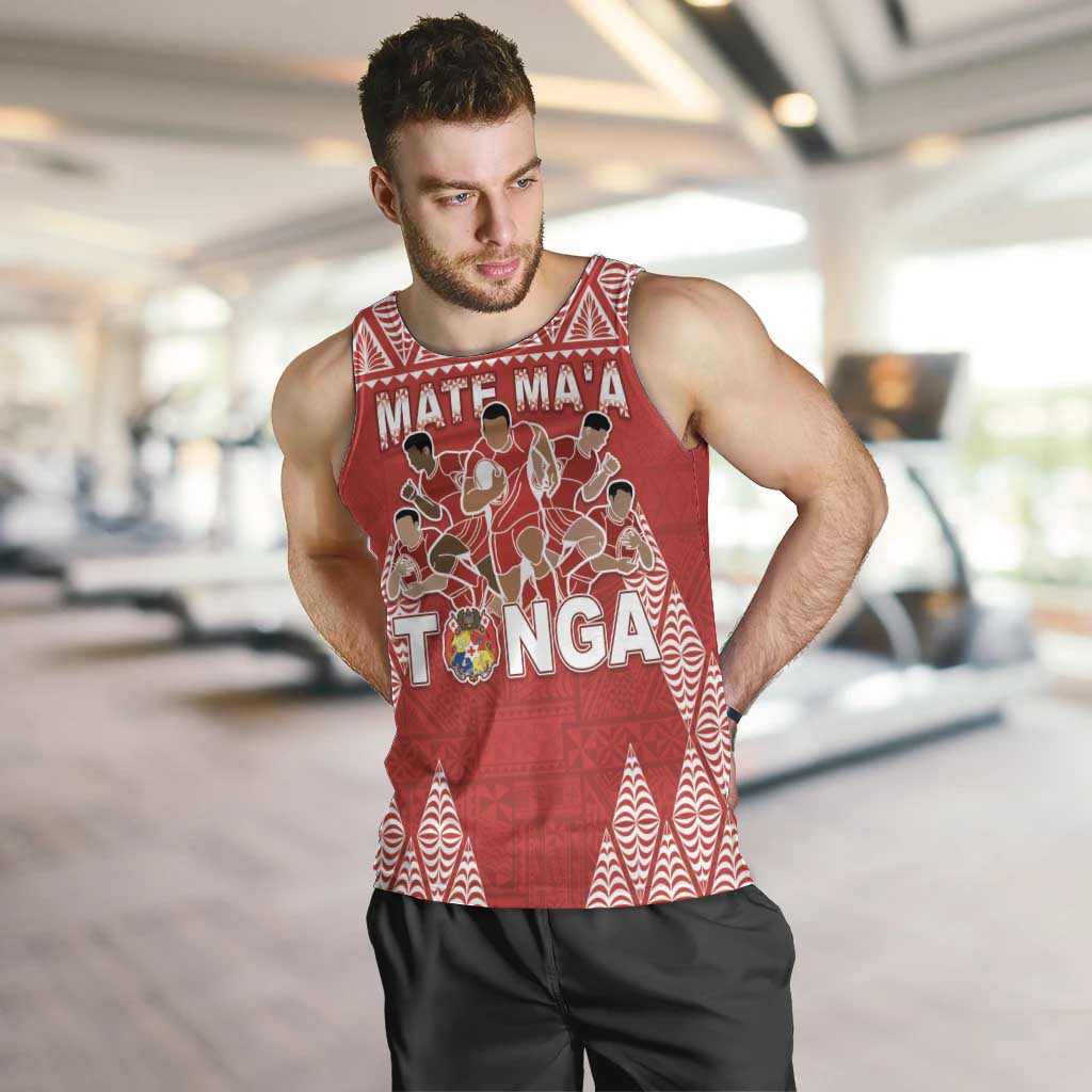 Custom Tonga Rugby Men Tank Top Tonga Mate Ma'a Take The Lead LT05 Red - Polynesian Pride