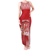 Custom Tonga Rugby Tank Maxi Dress Tonga Mate Ma'a Take The Lead LT05 Women Red - Polynesian Pride