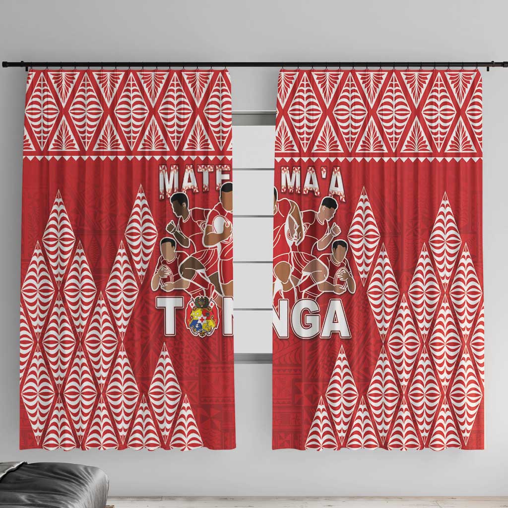 Tonga Rugby Window Curtain Tonga Mate Ma'a Take The Lead LT05 With Hooks Red - Polynesian Pride