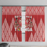 Tonga Rugby Window Curtain Tonga Mate Ma'a Take The Lead LT05 With Hooks Red - Polynesian Pride