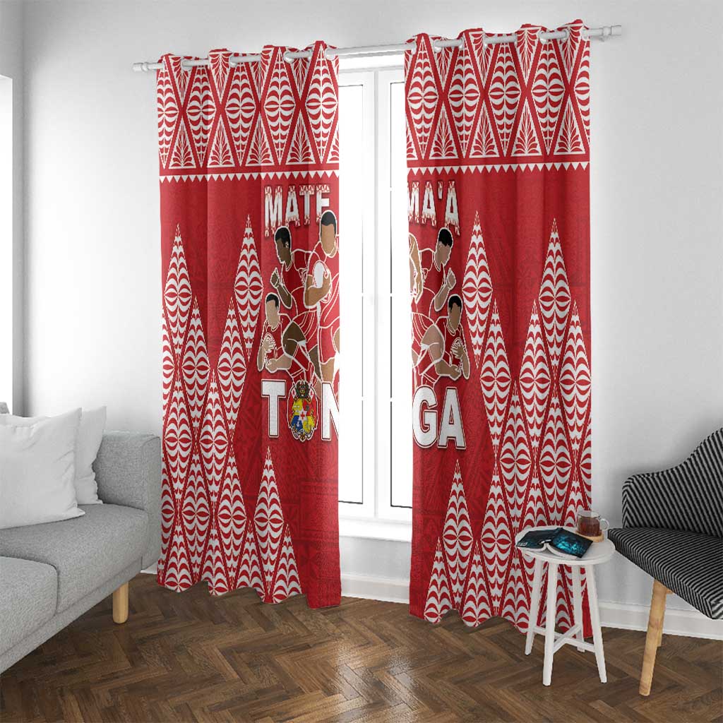 Tonga Rugby Window Curtain Tonga Mate Ma'a Take The Lead LT05 With Grommets Red - Polynesian Pride