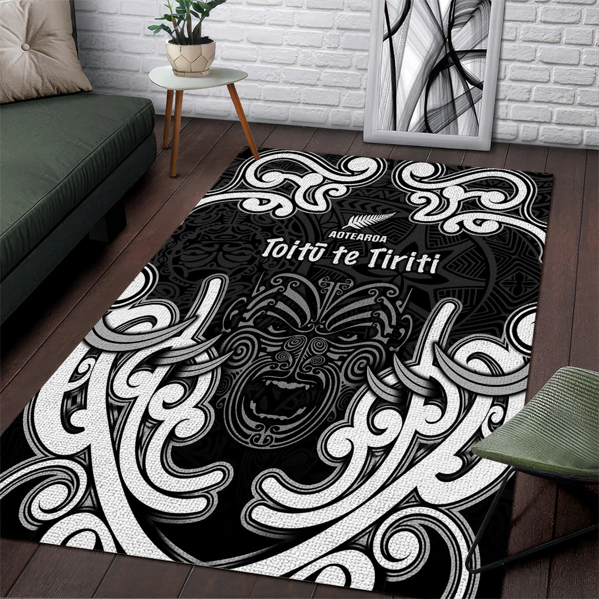 Aotearoa Area Rug Toitu Te Tiriti O Waitangi LT05 Black - Polynesian Pride