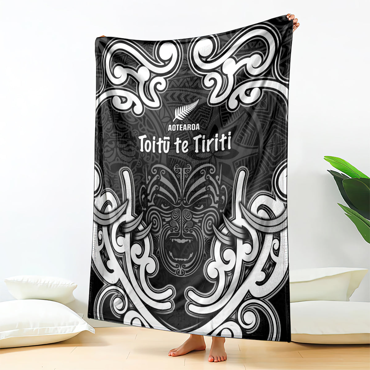 Aotearoa Blanket Toitu Te Tiriti O Waitangi LT05 Black - Polynesian Pride