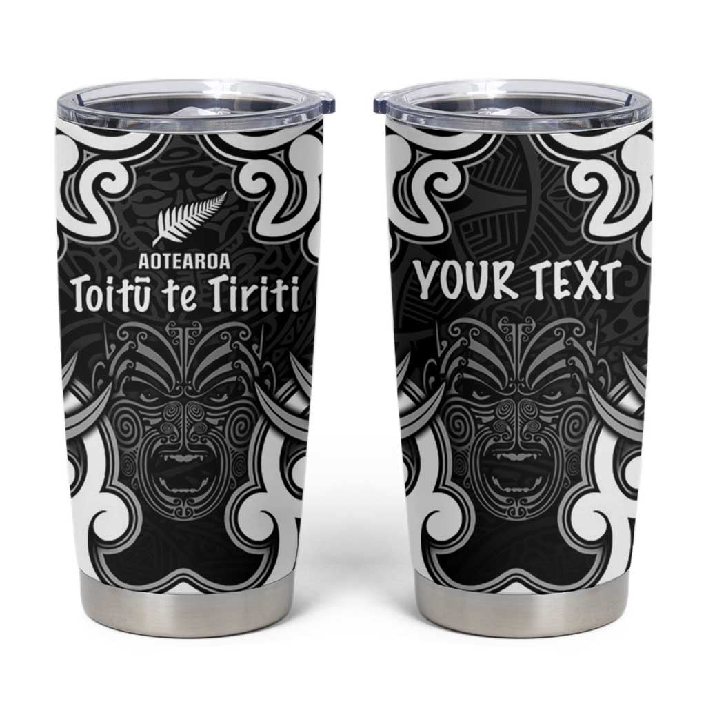 Personalised Aotearoa Tumbler Cup Toitu Te Tiriti O Waitangi LT05 Black - Polynesian Pride