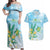 Personalised 2025 Aloha Hawaii Couples Matching Off Shoulder Maxi Dress and Hawaiian Shirt Tropical Flowers And Honu