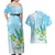 Personalised 2025 Aloha Hawaii Couples Matching Off Shoulder Maxi Dress and Hawaiian Shirt Tropical Flowers And Honu