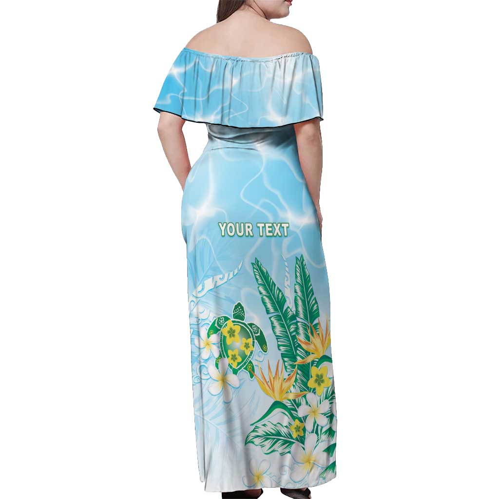 Personalised 2025 Aloha Hawaii Off Shoulder Maxi Dress Tropical Flowers And Honu LT05 - Polynesian Pride