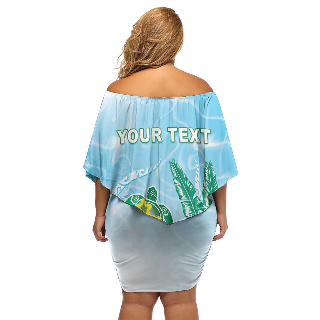 Personalised 2025 Aloha Hawaii Off Shoulder Short Dress Tropical Flowers And Honu LT05 - Polynesian Pride