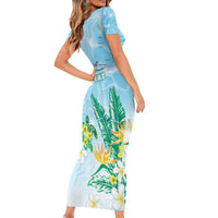 Personalised 2025 Aloha Hawaii Short Sleeve Bodycon Dress Tropical Flowers And Honu