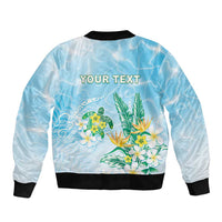 Personalised 2025 Aloha Hawaii Sleeve Zip Bomber Jacket Tropical Flowers And Honu LT05 - Polynesian Pride