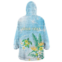 Personalised 2025 Aloha Hawaii Wearable Blanket Hoodie Tropical Flowers And Honu LT05 - Polynesian Pride