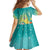 Hawaii Honu Family Matching Off The Shoulder Long Sleeve Dress and Hawaiian Shirt Tropical Flowers Turquoise Gradient