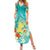 Hawaii Honu Family Matching Summer Maxi Dress and Hawaiian Shirt Tropical Flowers Turquoise Gradient