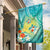 Hawaii Honu Garden Flag Tropical Flowers Turquoise Gradient