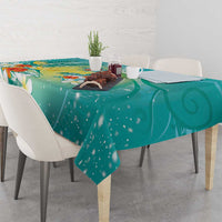 Hawaii Honu Tablecloth Tropical Flowers Turquoise Gradient LT05 - Polynesian Pride