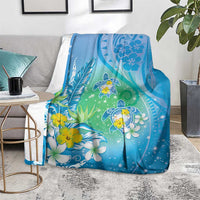 Hawaii Honu Blanket Tropical Flowers Blue Gradient LT05 - Polynesian Pride