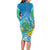 Hawaii Honu Family Matching Long Sleeve Bodycon Dress and Hawaiian Shirt Tropical Flowers Blue Gradient