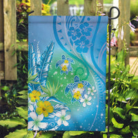Hawaii Honu Garden Flag Tropical Flowers Blue Gradient LT05 Garden Flag Blue - Polynesian Pride