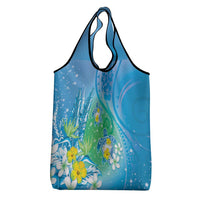 Hawaii Honu Grocery Bag Tropical Flowers Blue Gradient LT05 - Polynesian Pride
