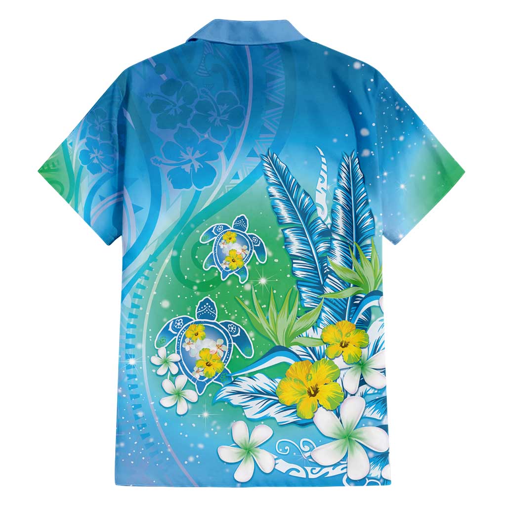 Hawaii Honu Hawaiian Shirt Tropical Flowers Blue Gradient LT05 - Polynesian Pride