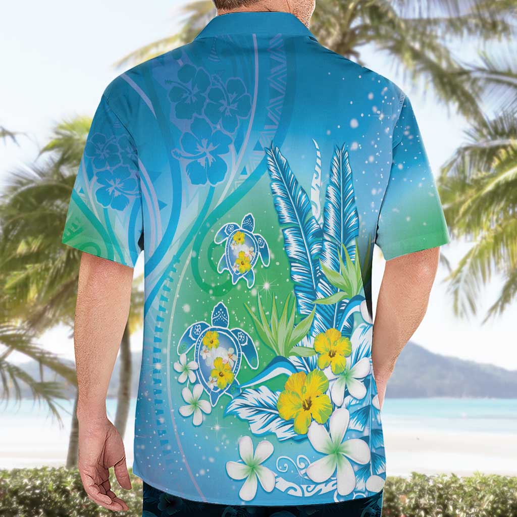 Hawaii Honu Hawaiian Shirt Tropical Flowers Blue Gradient LT05 - Polynesian Pride
