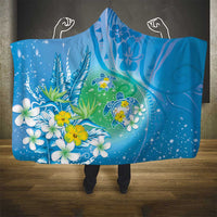 Hawaii Honu Hooded Blanket Tropical Flowers Blue Gradient LT05 - Polynesian Pride