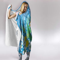 Hawaii Honu Hooded Blanket Tropical Flowers Blue Gradient LT05 - Polynesian Pride