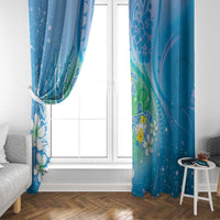 Hawaii Honu Window Curtain Tropical Flowers Blue Gradient LT05 - Polynesian Pride
