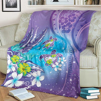 Hawaii Honu Blanket Tropical Flowers Purple Gradient LT05 - Polynesian Pride