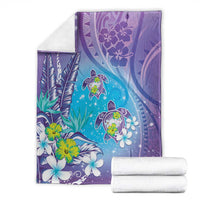 Hawaii Honu Blanket Tropical Flowers Purple Gradient LT05 - Polynesian Pride