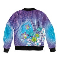 Hawaii Honu Bomber Jacket - Tropical Flowers Purple Gradient LT05 - Polynesian Pride