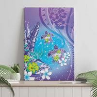 Hawaii Honu Canvas Wall Art Tropical Flowers Purple Gradient LT05 - Polynesian Pride