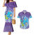 Hawaii Honu Couples Matching Mermaid Dress and Hawaiian Shirt Tropical Flowers Purple Gradient