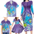 Hawaii Honu Family Matching Long Sleeve Bodycon Dress and Hawaiian Shirt Tropical Flowers Purple Gradient