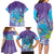 Hawaii Honu Family Matching Long Sleeve Bodycon Dress and Hawaiian Shirt Tropical Flowers Purple Gradient