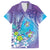 Hawaii Honu Family Matching Long Sleeve Bodycon Dress and Hawaiian Shirt Tropical Flowers Purple Gradient