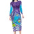 Hawaii Honu Family Matching Long Sleeve Bodycon Dress and Hawaiian Shirt Tropical Flowers Purple Gradient