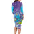 Hawaii Honu Family Matching Long Sleeve Bodycon Dress and Hawaiian Shirt Tropical Flowers Purple Gradient