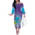 Hawaii Honu Family Matching Off The Shoulder Long Sleeve Dress and Hawaiian Shirt Tropical Flowers Purple Gradient