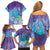 Hawaii Honu Family Matching Off Shoulder Short Dress and Hawaiian Shirt Tropical Flowers Purple Gradient