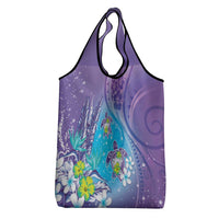 Hawaii Honu Grocery Bag Tropical Flowers Purple Gradient LT05 - Polynesian Pride