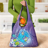 Hawaii Honu Grocery Bag Tropical Flowers Purple Gradient LT05 - Polynesian Pride