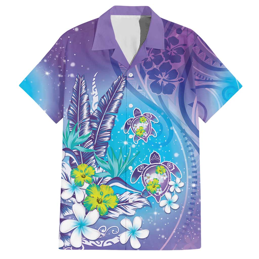 Hawaii Honu Hawaiian Shirt Tropical Flowers Purple Gradient LT05 Purple - Polynesian Pride