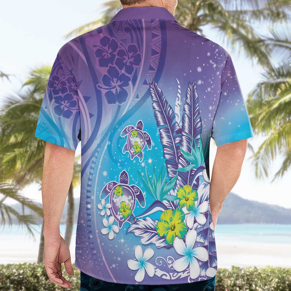 Hawaii Honu Hawaiian Shirt Tropical Flowers Purple Gradient LT05 - Polynesian Pride